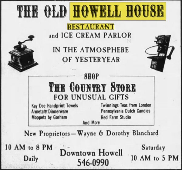 Old Howell House Restaurant - Sep 15 1976 Article (newer photo)